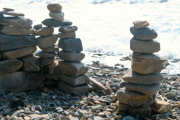 istock Stone towers on the seashore. 1136375333