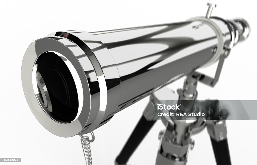 isolated telescope Aiming Stock Photo