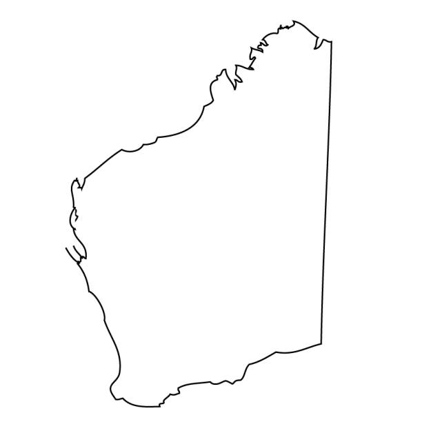 Map of Western Australia Vector. Outline map of the country painted with black line western australia stock illustrations