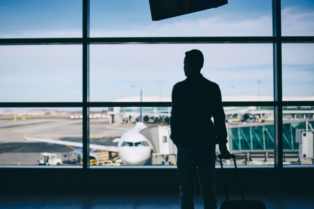 Traveler in airport terminal