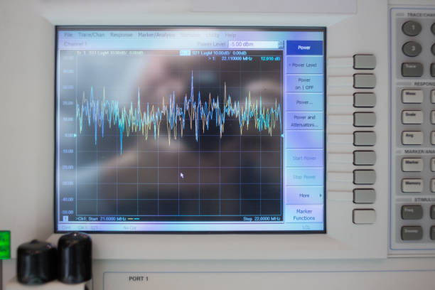 istock closeup view of oscilloscope with graph on lcd display and connected cords 1136382315
