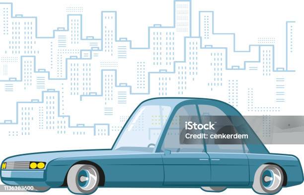 Retro Car Stock Illustration - Download Image Now - City, Blue, Business
