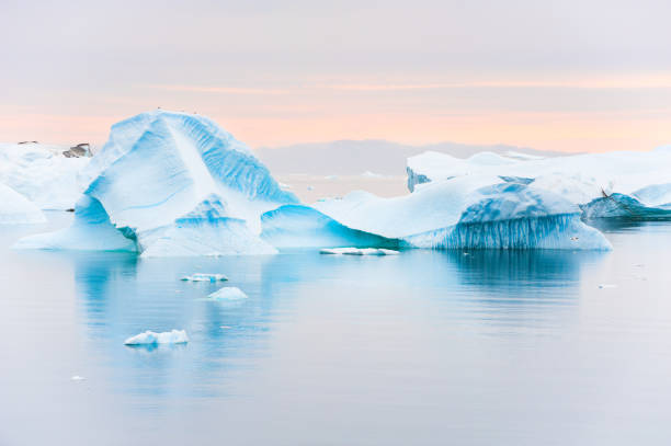 istock Blue icebergs in Atlantic ocean in Greenland 1136385387