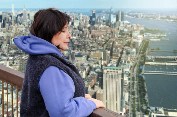 istock Mature woman has acrophobia 1136387025