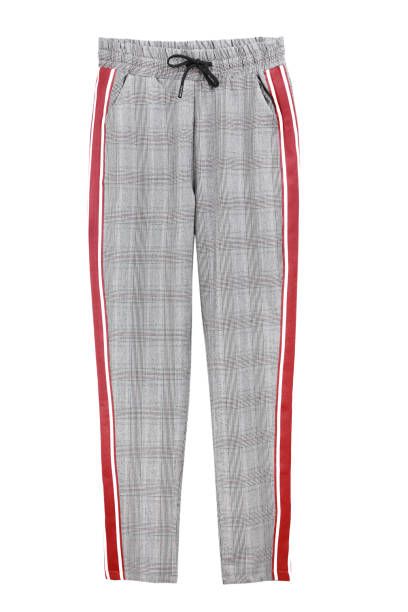 istock Womens fashion grey checkered trousers isolated. 1136389062