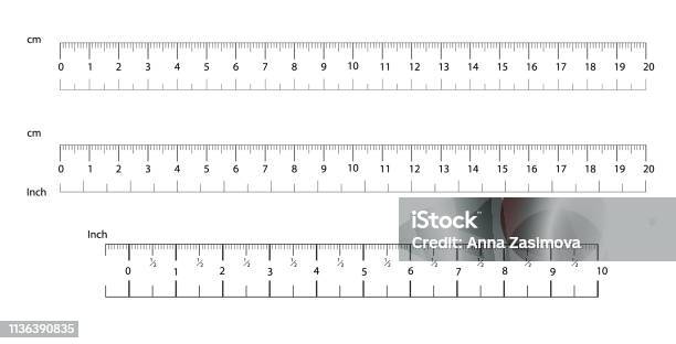 Inch And Metric Rulers Centimeters And Inches Measuring Scale Cm