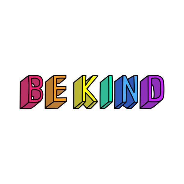 ilustrações de stock, clip art, desenhos animados e ícones de "be kind" slogan. vector illustration. fun cartoon style design template. - palavra única ilustrações