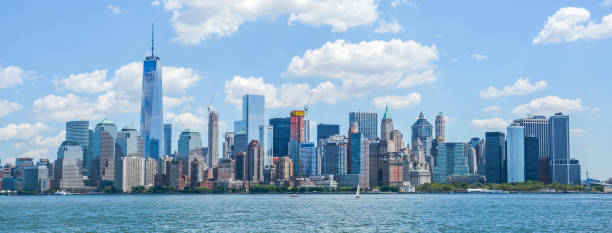 istock New York cityscape from Ellis Island dock. 1136393886