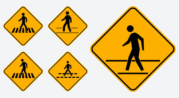 Set of pedestrian walk sign. easy to modify Set of pedestrian walk sign. pedestrian stock illustrations
