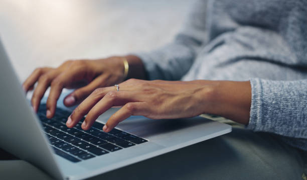 istock Updating her blog before calling it a night 1136397870