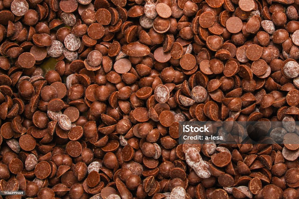 chocolate drops (sweets). food background. copy space. top chocolate drops (sweets) Anaerobic Exercise Stock Photo
