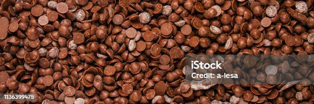 Chocolate Drops Food Background Copy Space Top Stock Photo - Download Image Now