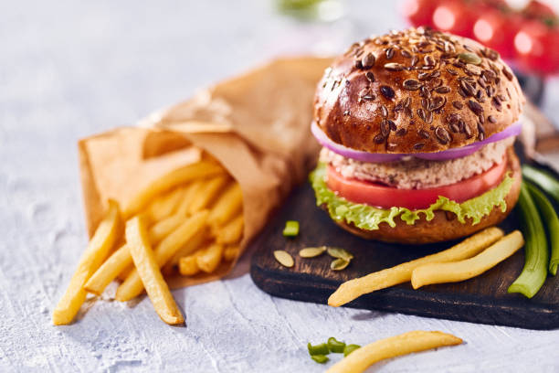 istock Tasty homemade burger with chicken 1136400705