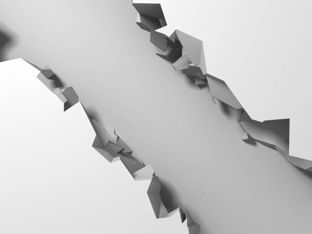 istock Dark destruction cracked hole in white stone wall 1136404224