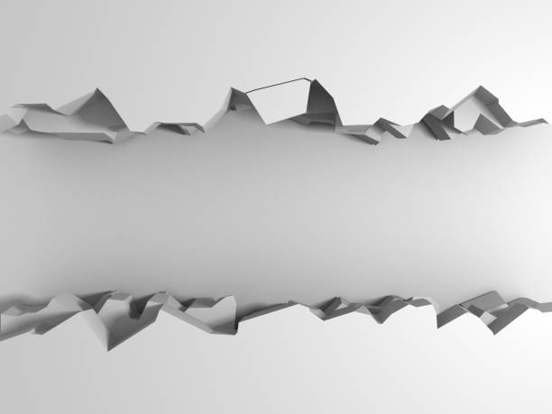 istock Dark destruction cracked hole in white stone wall 1136404586