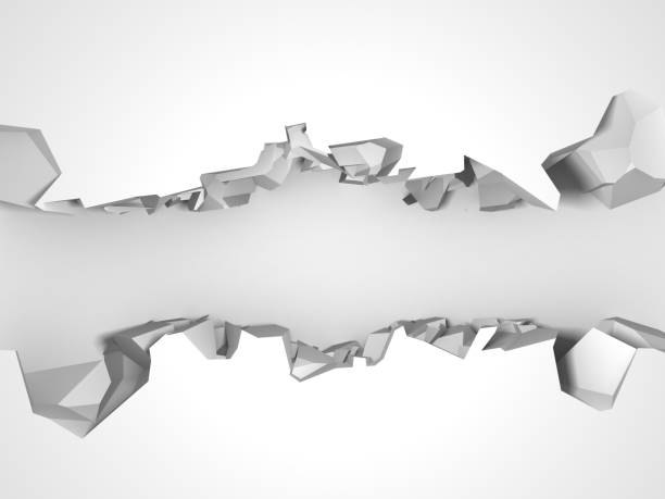 istock Dark destruction cracked hole in white stone wall 1136405309