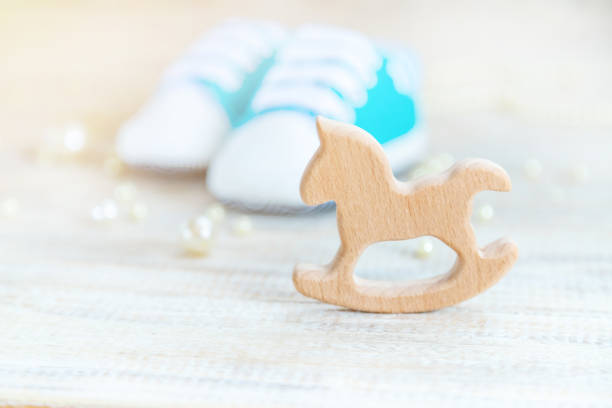 Beautiful background with the image of children's accessories and selective focus.
