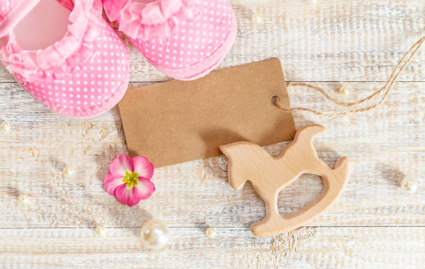 istock Beautiful gentle background, accessories newborn baby. Selective focus. 1136405881