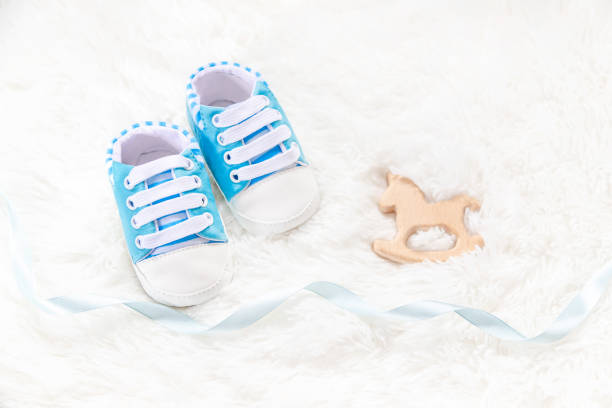 istock Beautiful gentle background, accessories newborn baby. Selective focus. 1136405935