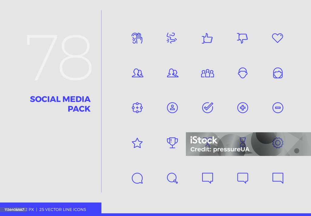 Vector Line Icons Social Media Pack Simple line icons pack of social media, group chat elements. Vector pictogram set for mobile phone user interface design, UX infographics, web apps, business presentation. Sign and symbol collection. Icon Symbol stock vector