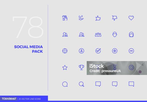 Vector Line Icons Social Media Pack Stock Illustration - Download Image Now - Icon Symbol, Social Issues, Simplicity