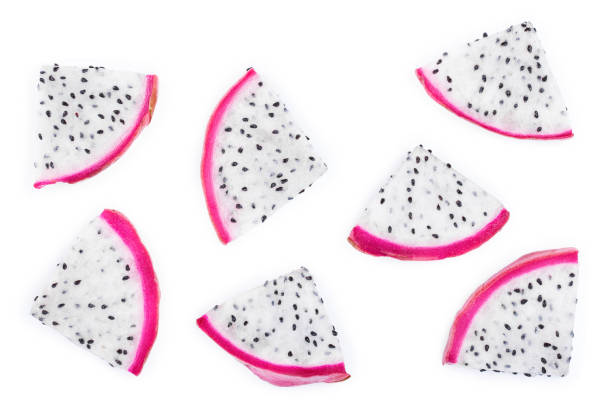 istock piece of Dragon fruit, Pitaya or Pitahaya isolated on white background. Top view. Flat lay 1136408357