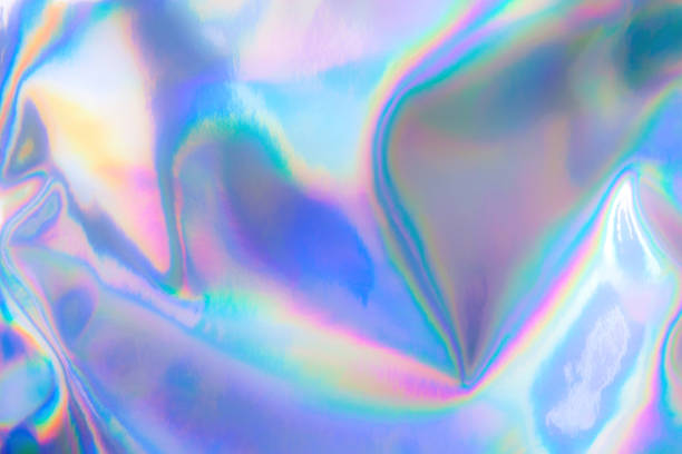 pastel colored holographic background - holographic texture imagens e fotografias de stock