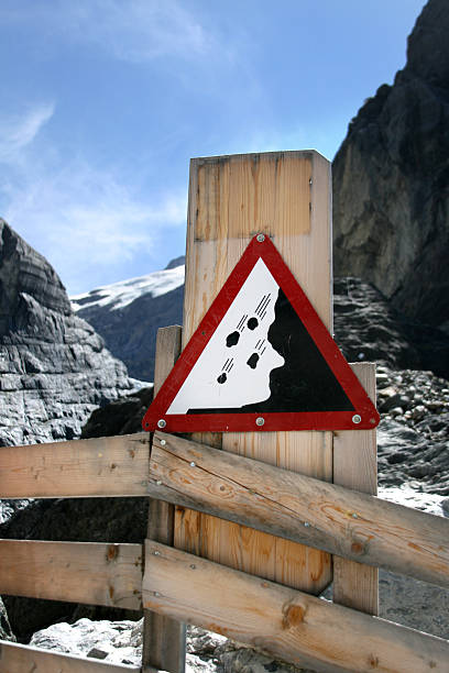 Information signs in Grindelwald Glacier, Switzerland stock photo