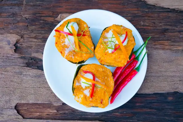 Photo of Steamed fish curry popular in Thailand.