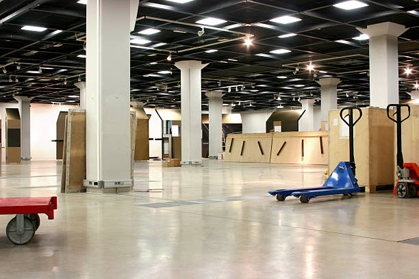 Empty exhibition hall underground stock photo