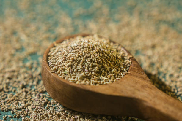 istock Ajwain seeds in a wooden spoon 1136413851