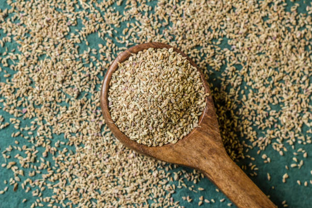istock Ajwain seeds in a wooden spoon 1136414725