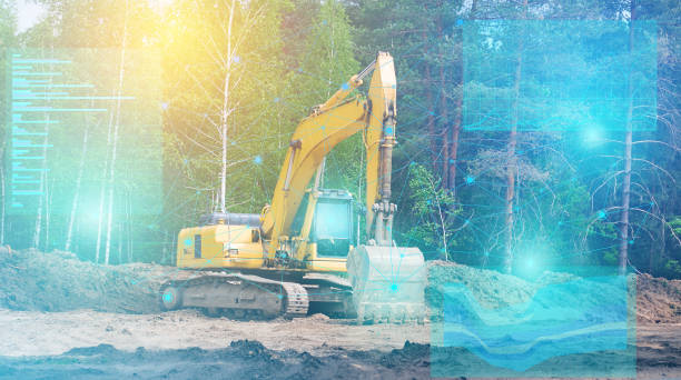 istock The artificial intelligence built into the excavator of the future generation controls it and conducts geodetic research for future construction. augmented reality view 1136415363