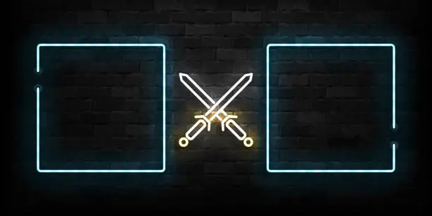 Vector illustration of Vector realistic isolated neon sign of Versus frames symbol for template decoration and covering on the wall background.