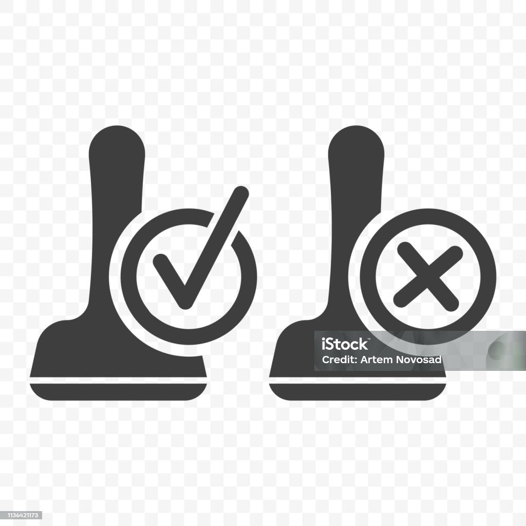 Stamp icon - approval and rejection. Vector on transparent background. Stamp icon - approval and rejection. Vector on transparent background Agreement stock vector