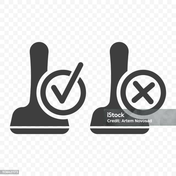 Stamp Icon Approval And Rejection Vector On Transparent Background Stock Illustration - Download Image Now