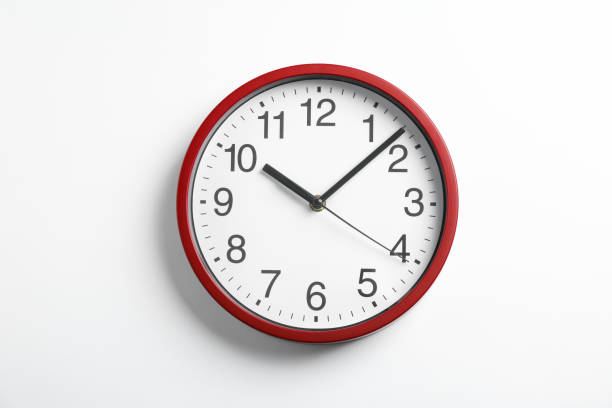 istock Big beautiful stylish clock on white background, space for text 1136422562