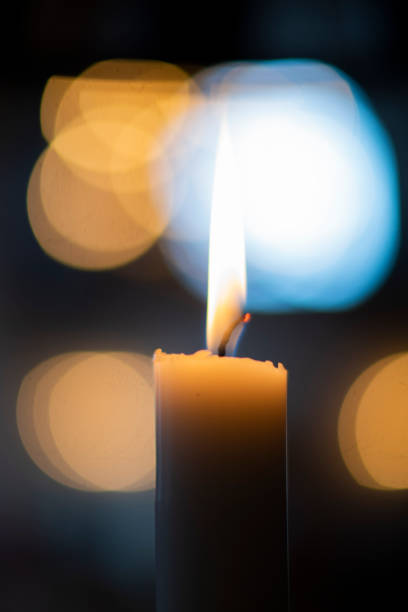 istock Candles light burning in a Scandinavia church, closeup 1136424134