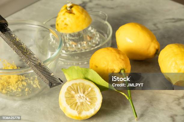 Several Menton Lemon Grater And Lemons Zest Stock Photo - Download Image Now - Lemon - Fruit, Menton, Juice - Drink