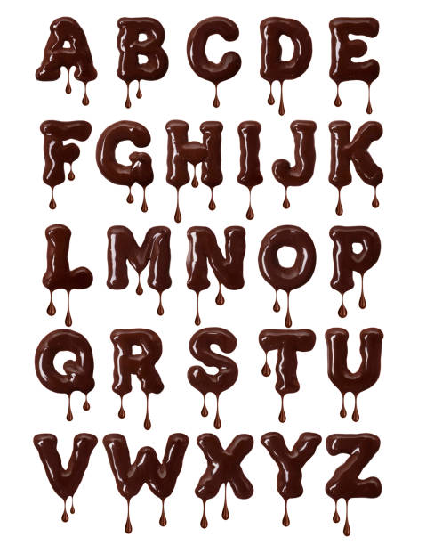istock Latin alphabet made of melted chocolate with falling drops in high resolution (part 1. Letters) 1136429511
