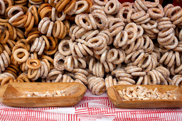 istock Sushki, traditional Russian (also Ukrainian and Lithuanian) tea bread 1136432244