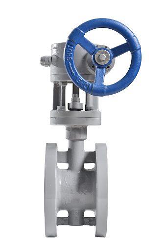 New rotary valve type is silver gray for installation in the water supply system. Isolated