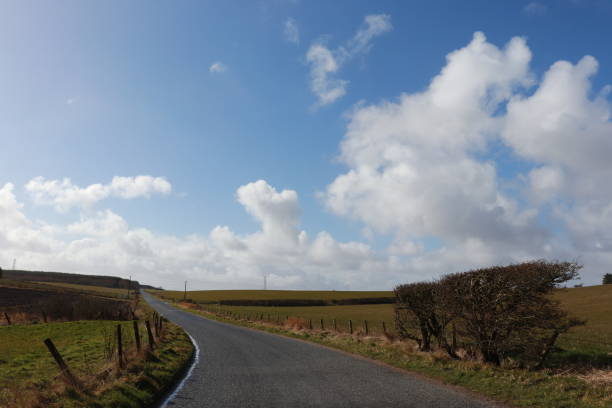 istock Clouds and blue sky over rural road with copy space 1136434887
