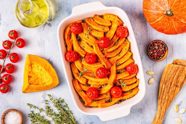 istock Pumpkin casserole with meat, rice, tomatoes 1136435863