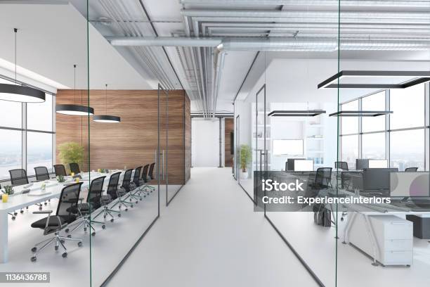 Modern Office Interior Stock Photo - Download Image Now - Office, Glass - Material, Modern