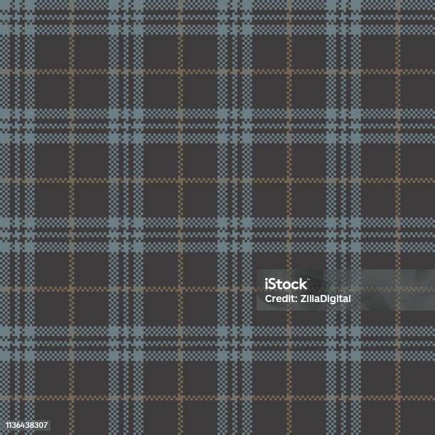 Plaid Pattern Vector In Grey Blue And Brown Seamless Tartan Check Plaid For Flannel Shirt Skirt Scarf Poncho Jacket Coat Or Other Textile Design Stock Illustration - Download Image Now