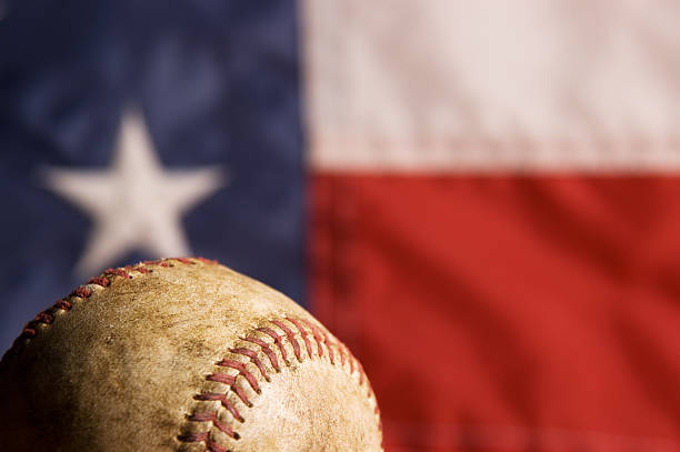 istock Vintage Baseball and Flag 113643874