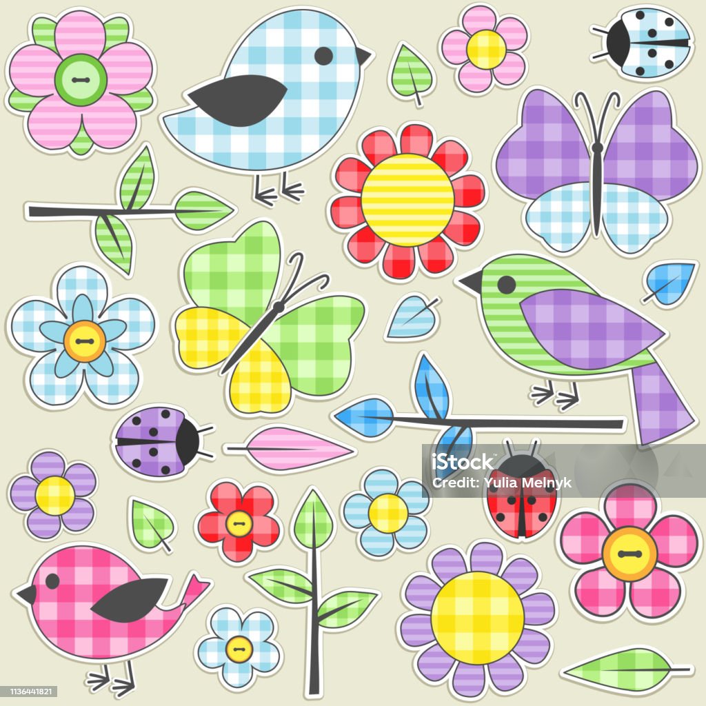 Textil Sticker Textile Stickers Stock Illustration - Download Image Now - Abstract ...
