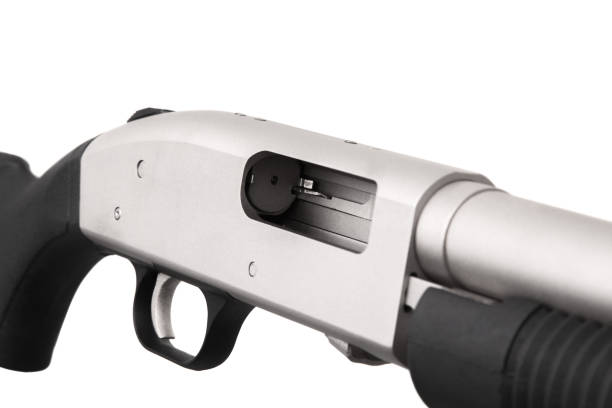istock Silver shotgun isolated on white background 1136442079