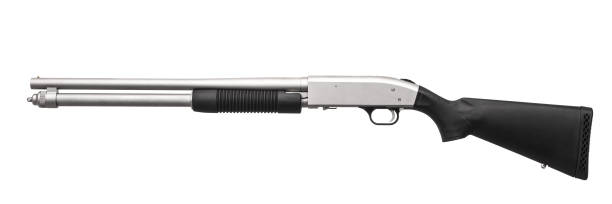 istock Silver shotgun isolated on white background 1136442090